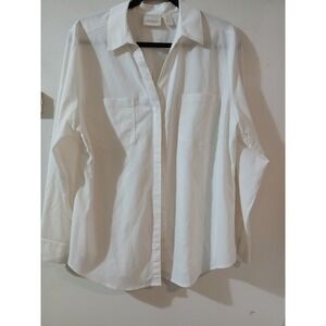 Chicos  size 2 cream color Long Sleeve Collared Button Front Shirt Top